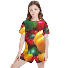 Colorful Capsicum Kids  Tee And Sports Shorts Set by Sparkle