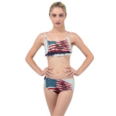 Patriotic Usa United States Flag Old Glory Layered Top Bikini Set by Ravend