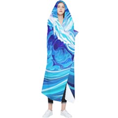 Tsunami Waves Ocean Sea Nautical Nature Water Wearable Blanket by Ravend