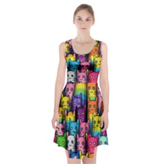 Cats Rainbow Pattern Colorful Feline Pets Racerback Midi Dress by Ravend