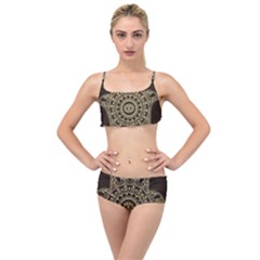 Hamsa-hand-drawn-symbol-with-flower-decorative-pattern Layered Top Bikini Set by Salman4z