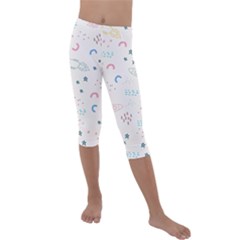 Spaceship Pattern Star Kids  Lightweight Velour Capri Leggings  by danenraven