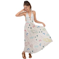 Spaceship Pattern Star Backless Maxi Beach Dress by danenraven