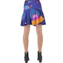 Cartoon-funny-aliens-with-ufo-duck-starry-sky-set Wrap Front Skirt View2