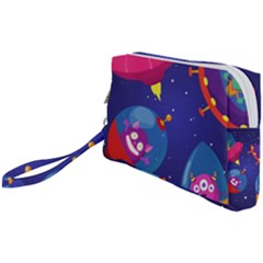 Cartoon-funny-aliens-with-ufo-duck-starry-sky-set Wristlet Pouch Bag (small) by Salman4z