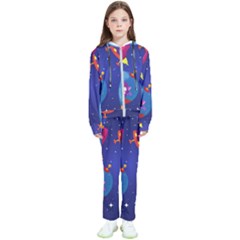 Cartoon-funny-aliens-with-ufo-duck-starry-sky-set Kids  Tracksuit by Salman4z