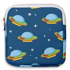 Seamless-pattern-ufo-with-star-space-galaxy-background Mini Square Pouch by Salman4z