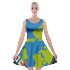 Spaceship-design Velvet Skater Dress by Salman4z