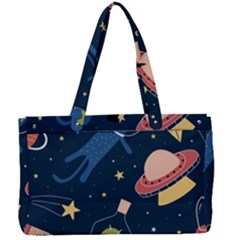 Seamless-pattern-with-funny-aliens-cat-galaxy Canvas Work Bag by Salman4z