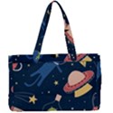 Seamless-pattern-with-funny-aliens-cat-galaxy Canvas Work Bag View1