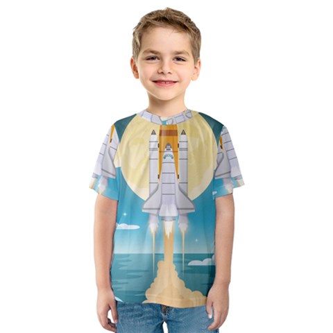 Space-exploration-illustration Kids  Sport Mesh Tee by Salman4z