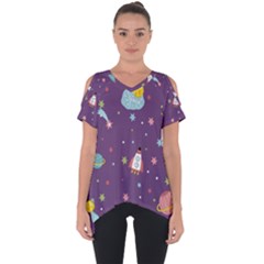 Space-travels-seamless-pattern-vector-cartoon Cut Out Side Drop Tee by Salman4z