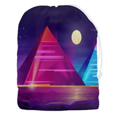 Egyptian-pyramids-night-landscape-cartoon Drawstring Pouch (3xl) by Salman4z