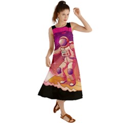 Astronaut-spacesuit-standing-surfboard-surfing-milky-way-stars Summer Maxi Dress by Salman4z