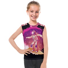 Astronaut-spacesuit-standing-surfboard-surfing-milky-way-stars Kids  Mesh Tank Top by Salman4z