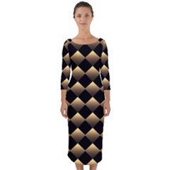 Golden Chess Board Background Quarter Sleeve Midi Bodycon Dress by pakminggu