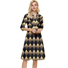 Golden Chess Board Background Classy Knee Length Dress by pakminggu