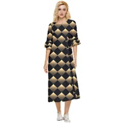 Golden Chess Board Background Double Cuff Midi Dress by pakminggu