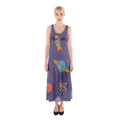 Space-seamless-pattern Sleeveless Maxi Dress by Salman4z