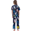 Big-set-cute-astronauts-space-planets-stars-aliens-rockets-ufo-constellations-satellite-moon-rover-v Kids  Satin Short Sleeve Pajamas Set View2