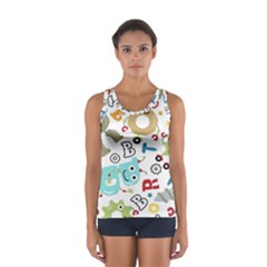 Seamless-pattern-vector-with-funny-robots-cartoon Sport Tank Top  by Salman4z