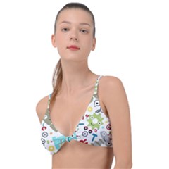 Seamless-pattern-vector-with-funny-robots-cartoon Knot Up Bikini Top by Salman4z