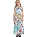 Seamless-pattern-vector-with-funny-robots-cartoon Kids  Satin Sleeveless Maxi Dress View1