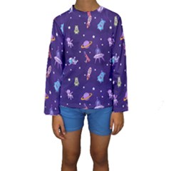 Space-seamless-pattern Kids  Long Sleeve Swimwear by Salman4z