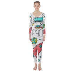 Space-cosmos-seamless-pattern-seamless-pattern-doodle-style Long Sleeve Catsuit by Salman4z