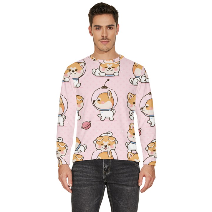 Set-kawaii-smile-japanese-dog-akita-inu-cartoon Men s Fleece Sweatshirt