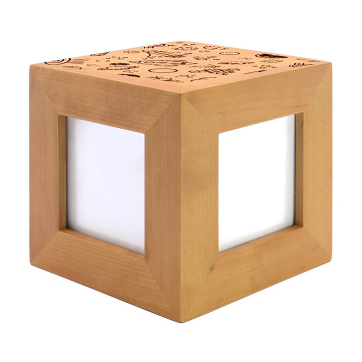 About-space-seamless-pattern Wood Photo Frame Cube