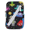 Seamless-pattern-with-space-objects-ufo-rockets-aliens-hand-drawn-elements-space Belt Pouch Bag (Large) View1