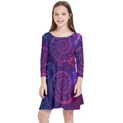 Time-machine Kids  Quarter Sleeve Skater Dress by Salman4z