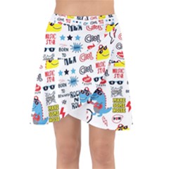 Monster-cool-seamless-pattern Wrap Front Skirt by Salman4z