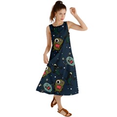 Monster-alien-pattern-seamless-background Summer Maxi Dress by Salman4z