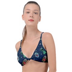 Monster-alien-pattern-seamless-background Knot Up Bikini Top by Salman4z