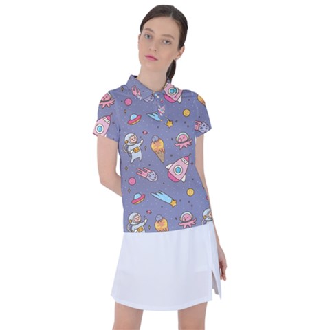 Outer-space-seamless-background Women s Polo Tee by Salman4z