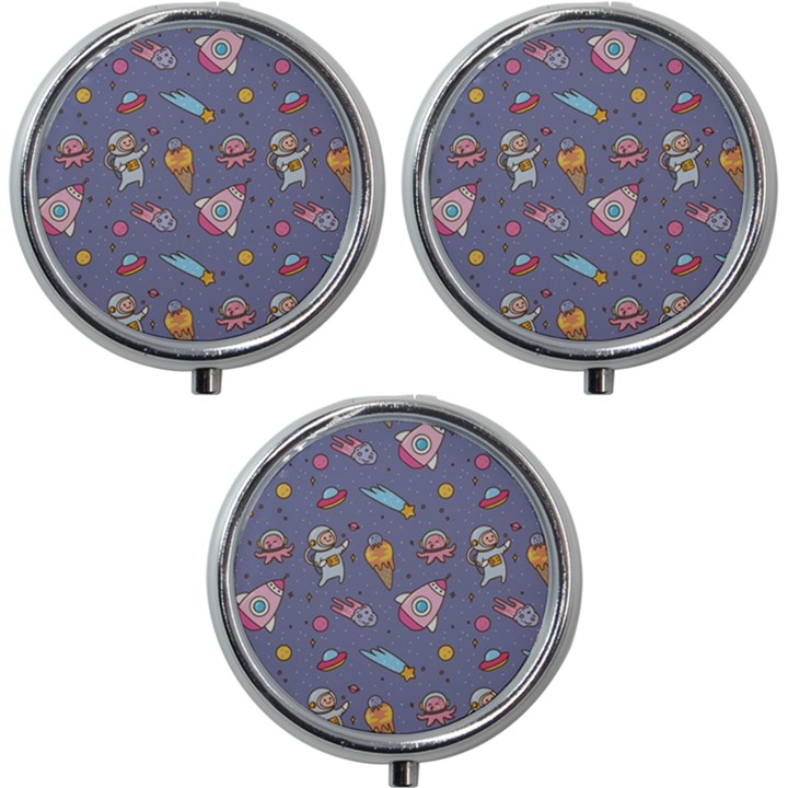 Outer-space-seamless-background Mini Round Pill Box (Pack of 3)