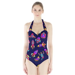 Space-patterns Halter Swimsuit by Salman4z