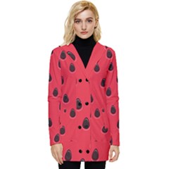 Seamless-watermelon-surface-texture Button Up Hooded Coat  by Salman4z