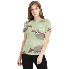 Sloths-pattern-design Women s Short Sleeve Rash Guard by Salman4z