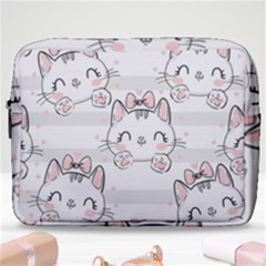 Cat-with-bow-pattern Make Up Pouch (large) by Salman4z