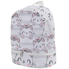 Cat-with-bow-pattern Zip Bottom Backpack by Salman4z