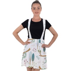 Pattern-sloth-woodland Velvet Suspender Skater Skirt by Salman4z