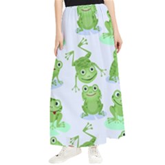 Cute-green-frogs-seamless-pattern Maxi Chiffon Skirt by Salman4z