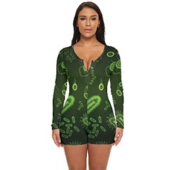 Bacteria-virus-seamless-pattern-inversion Long Sleeve Boyleg Swimsuit by Salman4z