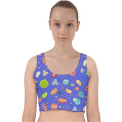 Virus-seamless-pattern Velvet Racer Back Crop Top by Salman4z