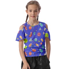 Virus-seamless-pattern Kids  Butterfly Cutout Tee by Salman4z