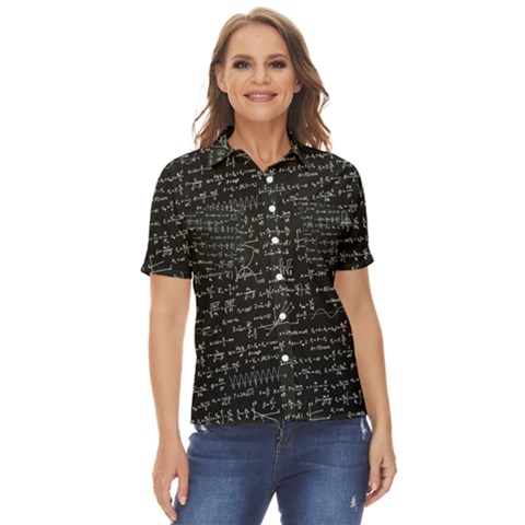 Math-equations-formulas-pattern Women s Short Sleeve Double Pocket Shirt by Salman4z