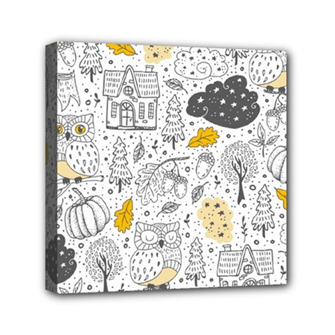 Doodle-seamless-pattern-with-autumn-elements Mini Canvas 6  X 6  (stretched) by Salman4z